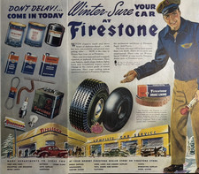Firestone Complete Car Care Service Winter Sure Tire Brake VTG Print Ad 1945 picture