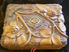 WWII  HAND CARVED BOX 1945 signed~ 75 YEAR OLD WAR TIME PIECE picture
