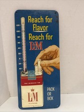 Vintage L&M L & M Cigarette Tobacco Advertising 3D Thermometer Sign Works picture