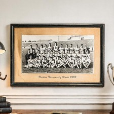 Large Original Antique Photograph Purdue University Framed Track Running Team picture