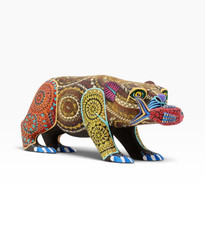 Oaxacan Bear with Fish Alebrije Hand Carved & Painted Wood Sculpture Mexican picture