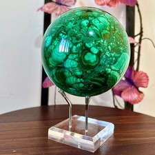 4.01LB Natural malachite ball quartz crystal energy ball Divination meditation picture