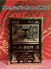 ANCIENT MEW BLACK GOLD Egyptian Hieroglyphs METAL Display Collect Pokemon CARD picture