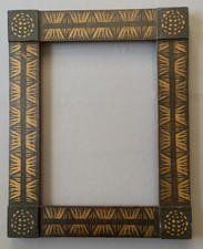 VINTAGE Hand Stenciled FOLK ART PICTURE FRAME with Blocked Corners picture