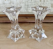 Pair of Firestar Art Deco Design Leaded Crystal Candlesticks by Mikasa, Austria picture