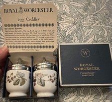 Vintage Royal Worcester Egg Coddler Boxed Pair Lavinia Blackberry Pattern MINT picture