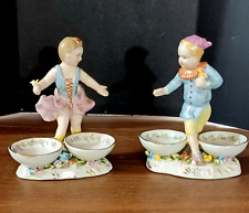 Antique Meissen Style Salt & Pepper Porcelain Figurine Couple, 5.5