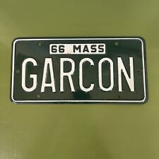 Vintage 1966 Massachusetts License Plate “GARCON” Mass MA Green Metal picture