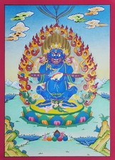 14-Inch Mahakala Two Arms Thangka, Buddhist Traditional Painting, Hand Painted picture
