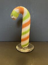 Rare Heavy Art Glass Candy Cane Thick Christmas Hand Made 10” picture