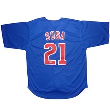 Sammy Sosa Autographed Chicago (Blue #21) Custom Jersey - Beckett picture