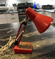11” Vintage Red Desk Lamp w/ Spring Articulating Arm Made in Taiwan picture