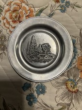 Vintage Wilton Columbia 6” Pewter Plate Trees, Forest Scene  picture