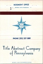 Title Abstract Co Of Pennsylvania Rosemont Vintage Large Matchbook Cover TML1-5 picture