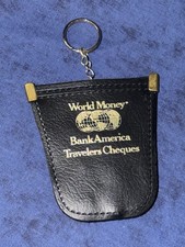 Vintage Vinyl World Money BankAmerica Travelers Checques Pouch with Keychain picture