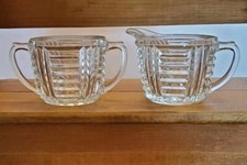 Vintage Cut Glass Sugar/ Creamer Set Art Deco Style picture