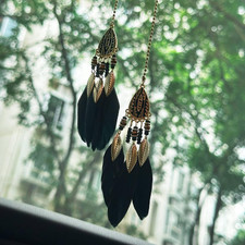 Small Dream Catcher Car Hanging Ornament, Handmade Nature Feather Boho Rear View picture