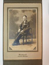 Antique Picture of Young Man, Fold Open Cardboard Standing frame,Saginaw, MI picture
