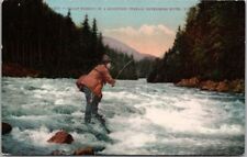 Vintage 1910s Washington Postcard SKYKOMISH RIVER / Trout Fishing Scene MITCHELL picture