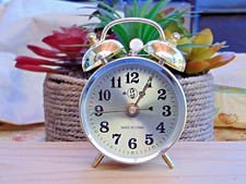 Gold Old Fashioned Alarm Clock Wind Up No Batteries Required USA Stock Twin Bell picture