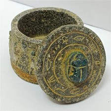 Handmade Egyptian scarab box, stone-look pharaonic decor, unique gift picture