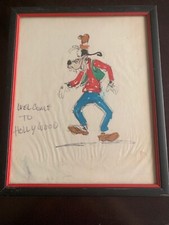 Vintage Disney Hand Drawn Goofy Print In Original Frame picture