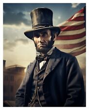 ABRAHAM LINCOLN PRESIDENT OF THE UNITED STATES STOIC PATRIOTIC 8X10 AI PHOTO picture