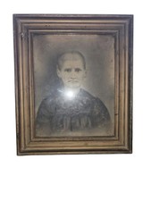 Antique Portrait & Frame Of Woman Dated 05/17/1910 Very Unique picture