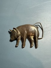Vtg 70s brass Pig belt buckle,  picture