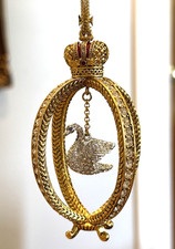 Vtg Faberge Imperial Collection Gold Plated Swarovski Crystal Swan Xmas Ornament picture
