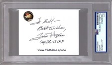FRED HAISE HAND SIGNED 3x5 SIGNATURE ON APOLLO CARD      PSA SLABBED     TO BILL picture