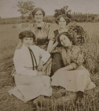 RPPC Real Photo Postcard US Farm Women Girls in Field Tie Unposted VTG  picture