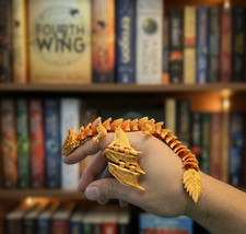 Articulated Gold Dragon Figurine, Flexi Feathertail Fantasy Gift, Fourth Wing picture