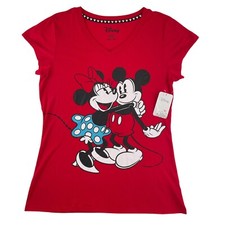 Vintage Disney Sleepwear Top Womens 2XL Red Cap Sleeves Mickey & Minnie Mouse picture