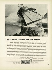 1945 DEFOE Shipbuilding launching WWII US Navy Destroyer Escort Vintage Print Ad picture
