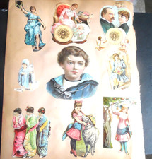1876 Antique Scrapbook Page-SCRAPS ON BOTH SIDES - TRADE CARDS, PEOPLE & MORE picture