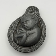 Vintage Parke-Davis Tabron Fetus Pewter in Utero Oddity Paperweight Medical picture