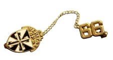 Vintage 1966 Veritas VPS Cross & Crown Lapel Pin Catholic School Award Enamel Ba picture