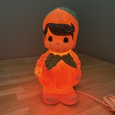 VTG Halloween Precious Moments Fall Plastic Blow Mold Light Up Pumpkin Boy WORKS picture
