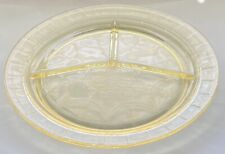 Vintage Anchor Hocking Cameo Yellow Depression Glass Grill Plate ~ Divided Plate picture
