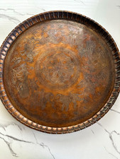 An antique Persian (Qajar dynasty) copper tray picture