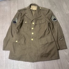 Vintage US Army  WW2 Staff Sergeant Jacket 42s large S Olive Green Wool picture