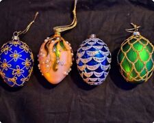 JOAN RIVERS Classic Collection Set 4 Russian Spring Egg Ornaments Christmas new picture