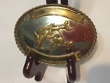 German silver western belt buckle , gold tone trimmings picture