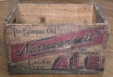 VINTAGE FAMOUS OLD NARRAGANSETT LAGER BEER WOOD CRATE picture