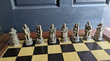 Vintage  Seven Lucky Gods of Japan Chess Set 32 Pc Shichifukujin Resin picture