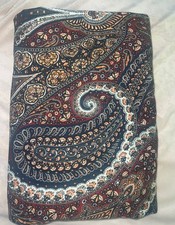 Williams Sonoma Paisley  Tablecloth Navy Blue Mustard Yellow 70 X 126 RARE fall picture