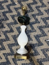 1920’s vintage milk glass and green swirl glass boudoir table lamp picture