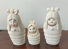 Old Hand Carved Set of 3 Happy/Sad Faces Twister 1.25 2 Rare Found. See Pics picture
