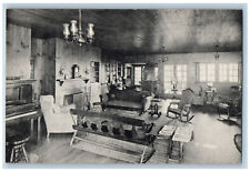 c1950's Piano Interior Lobby at Twist O'Hill Lodge Williston VT Postcard picture